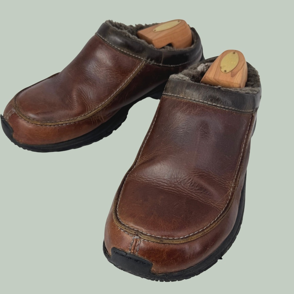 Merrell Encore Clogs Men 10 Brown Leather Sherpa Lined Slip On Comfort‎ Outdoor